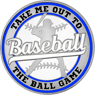 White "Baseball" with Royal Blue Outer Circular Borders